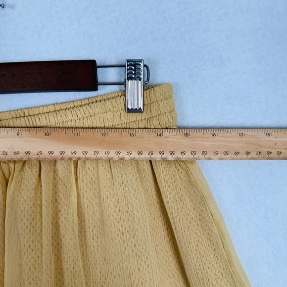 Anthropologie Raga Boho Skirt Sz S Fringe Layered Mustard Yellow Lined Prairie - Picture 3 of 8